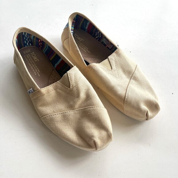 TOMS Classic Alpargata Natural shoes Slip On Flats Womens Size 8.5 - Picture 1 of 5